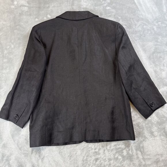 Talbots Blazer Women's Irish Linen Jacket Pockets Coat Size 8 Black  Button Up - Picture 7 of 7
